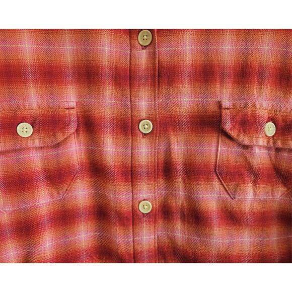 EDDIE BAUER Women's XL Flannel Shirt Fleece Lined Button Up Plaid Red Pink 48" - Picture 5 of 8